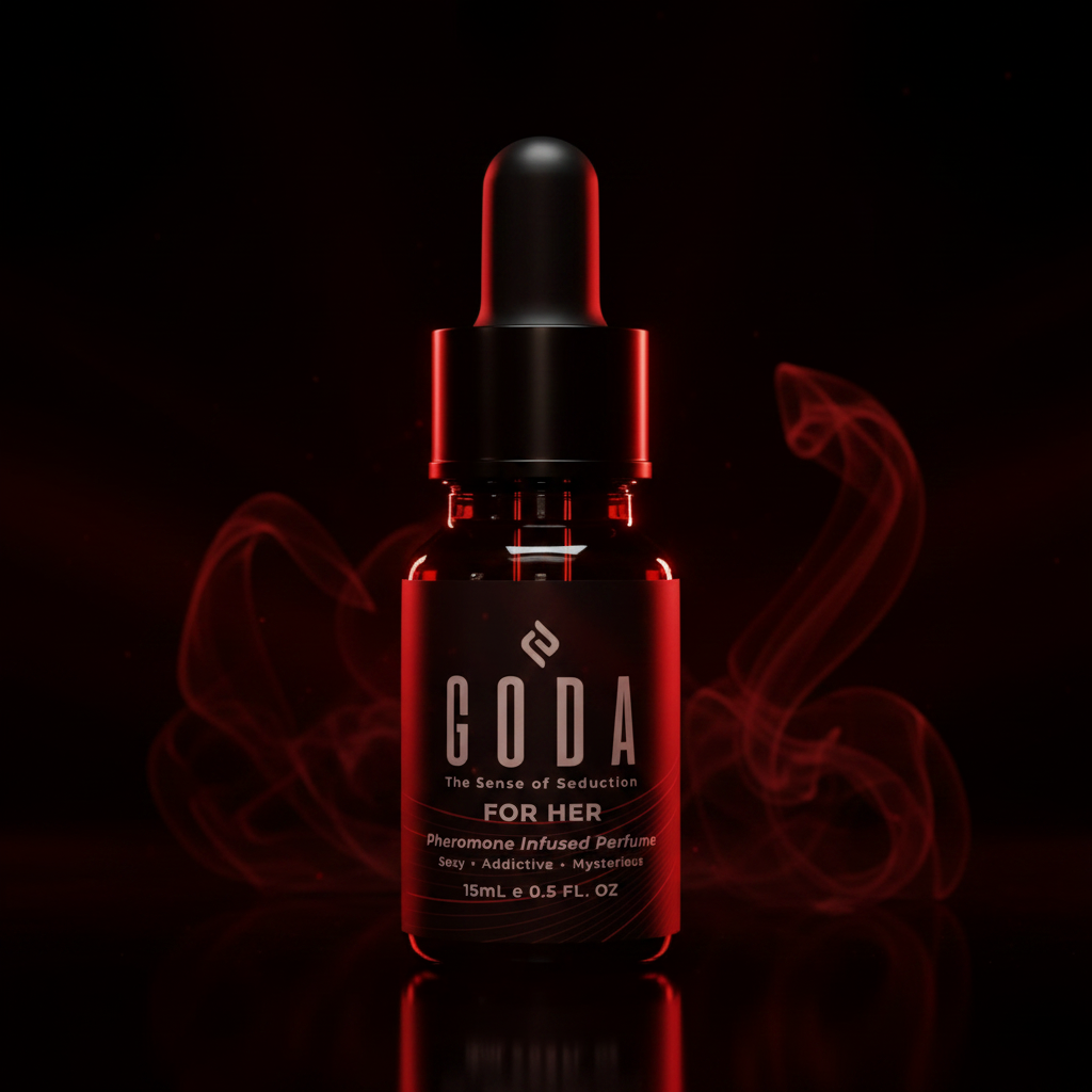 GODA pheromone perfume red accent dramatic shot
