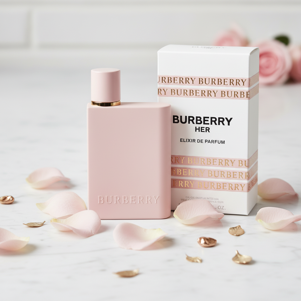 Burberry Her Elixir marble rose petals shot
