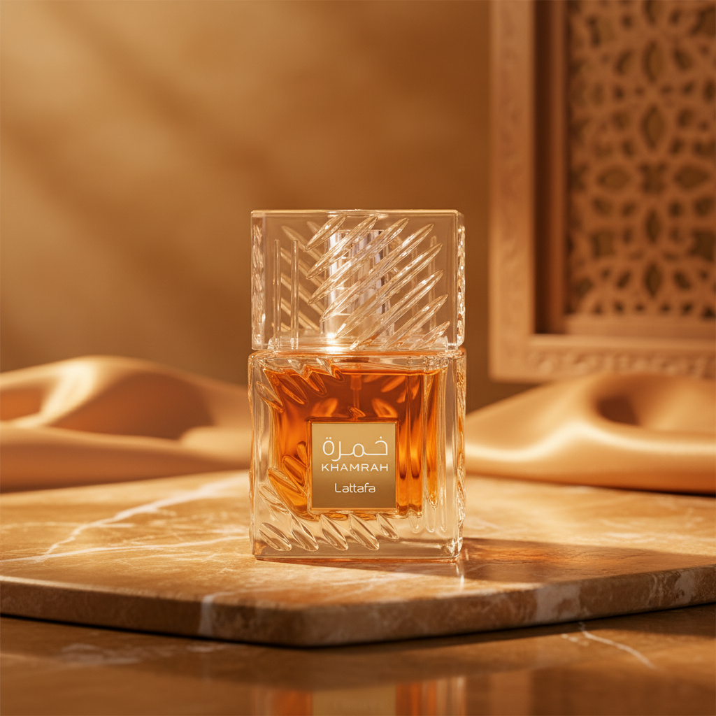 Khamrah Lattafa gold marble luxury shot