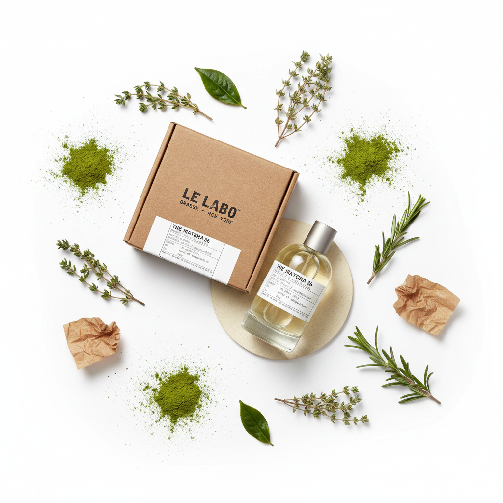 Le Labo The Matcha 26 flat lay kraft paper shot