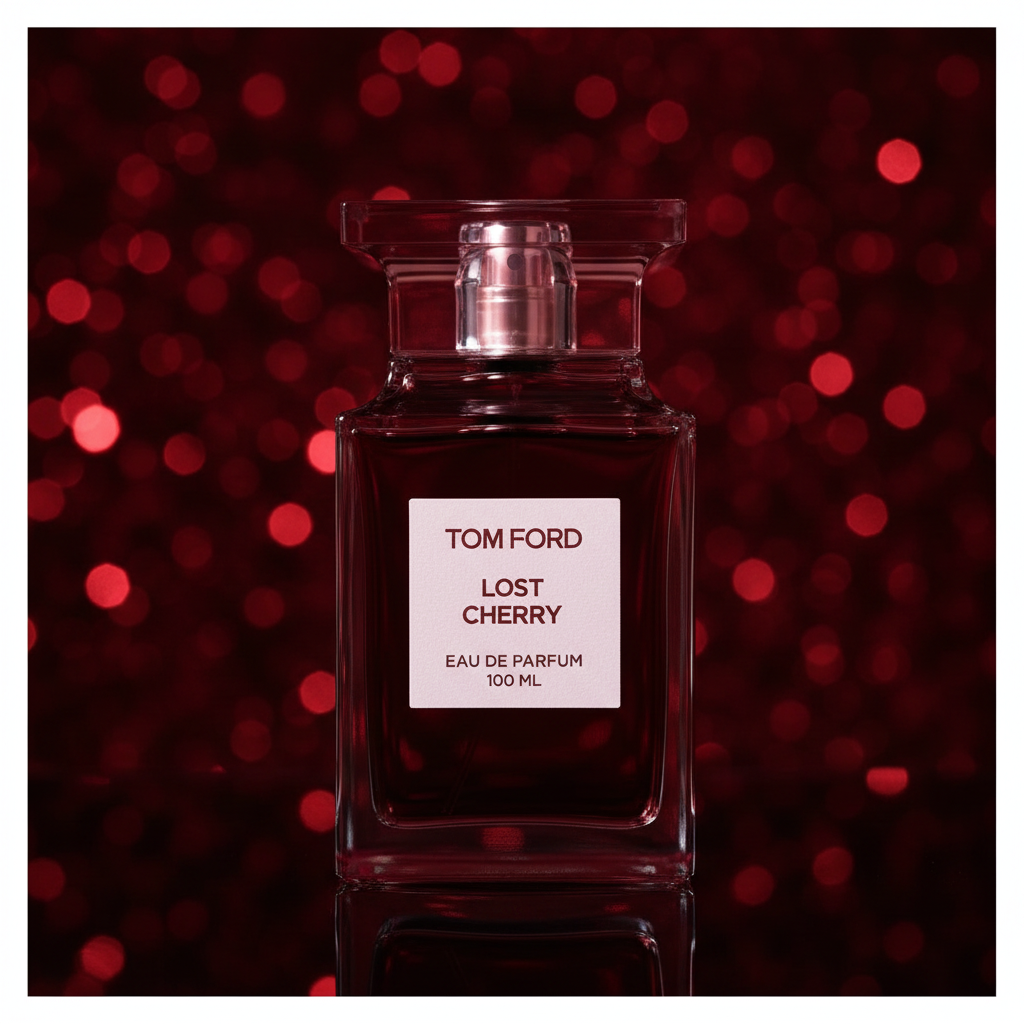Tom Ford Lost Cherry burgundy bokeh cinematic shot