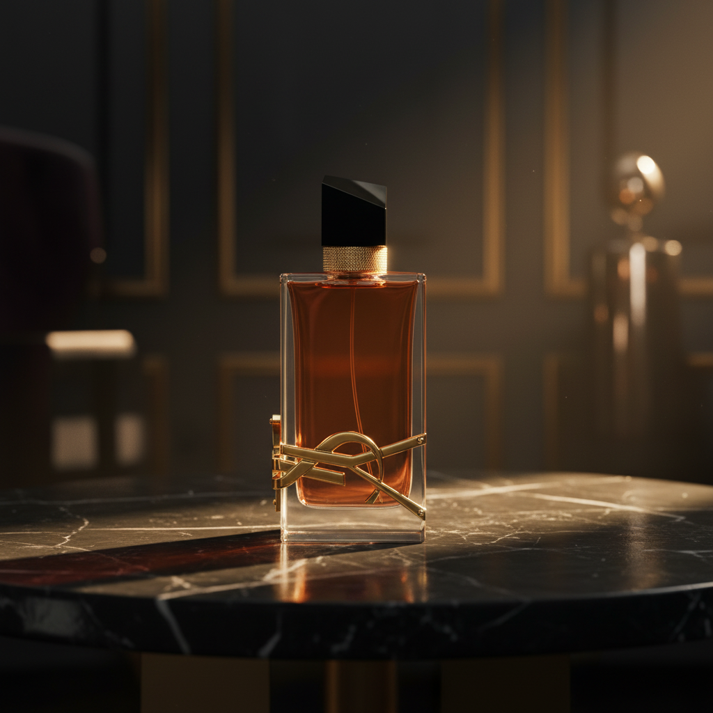 YSL Libre Le Parfum black marble dramatic shot