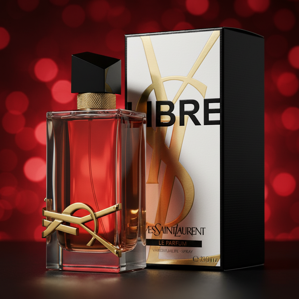 YSL Libre Le Parfum red bokeh cinematic shot