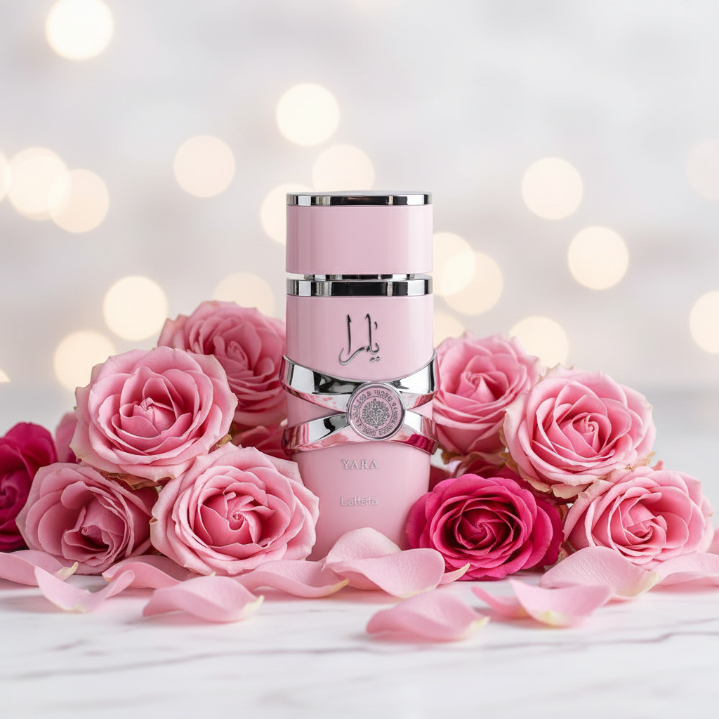 Lattafa Yara lifestyle with roses