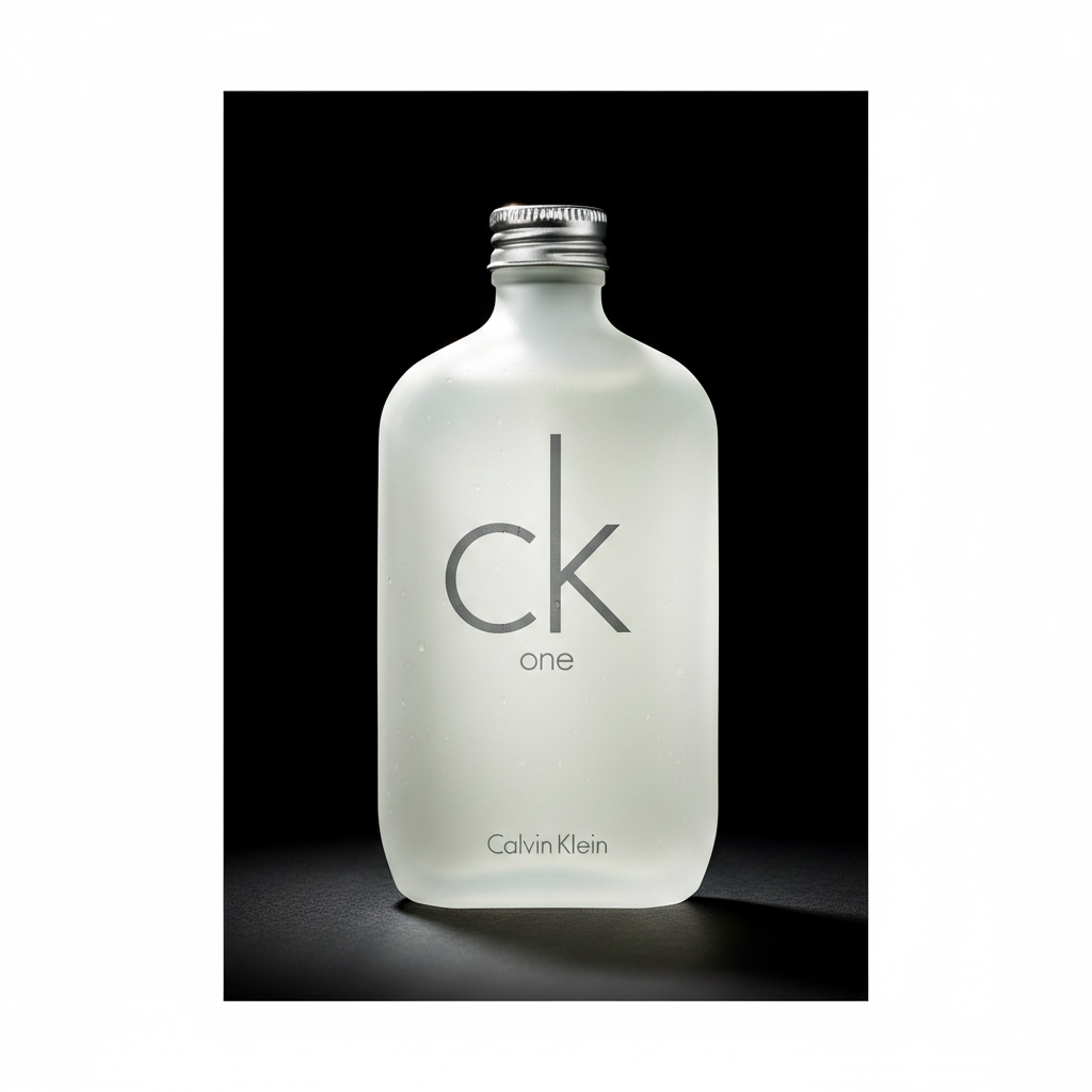 CK One Calvin Klein black background dramatic shot