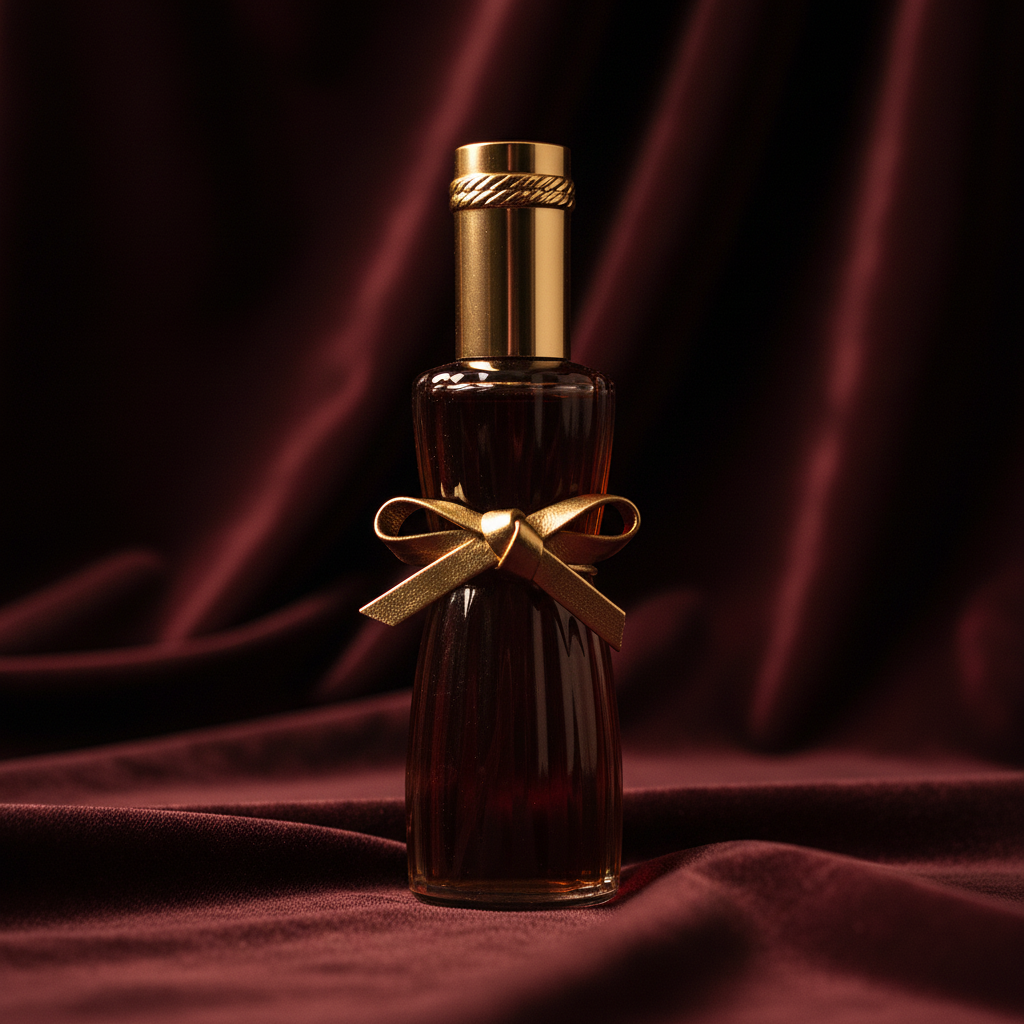 Youth-Dew Estee Lauder burgundy velvet dramatic shot