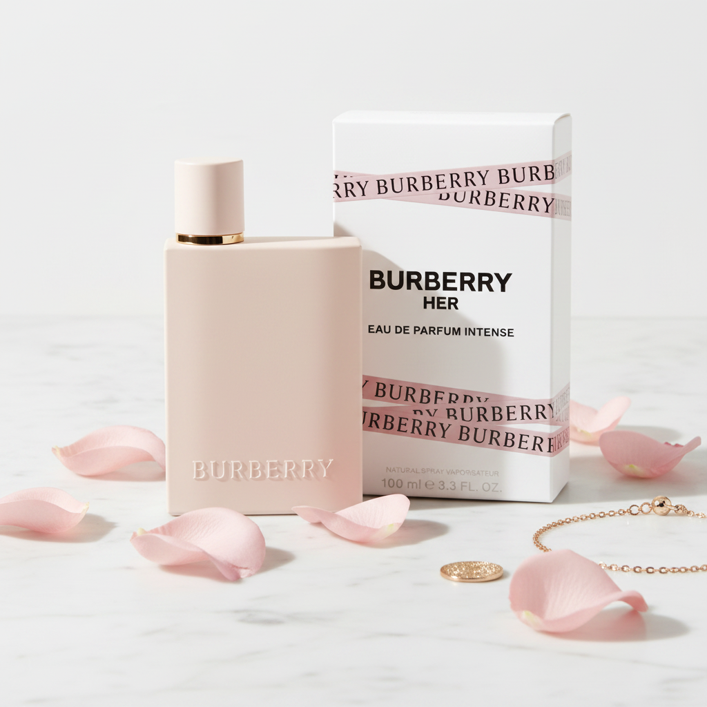 Burberry Her EDP Intense marble rose petals shot