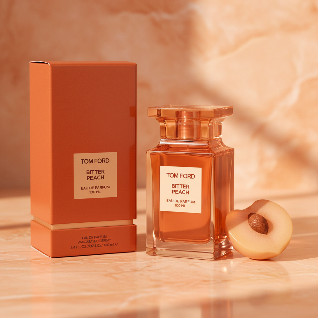 Tom Ford Bitter Peach warm marble lifestyle shot