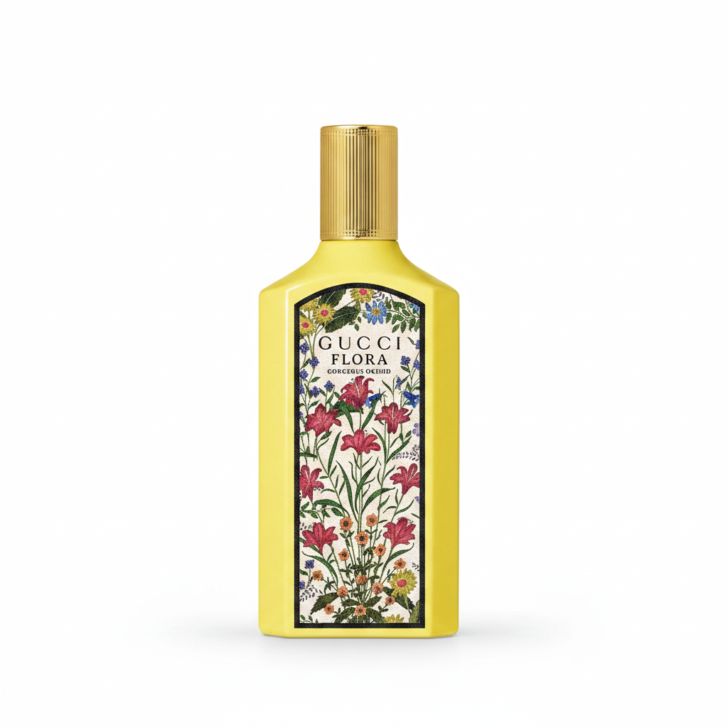 Gucci Flora Gorgeous Orchid white background studio shot