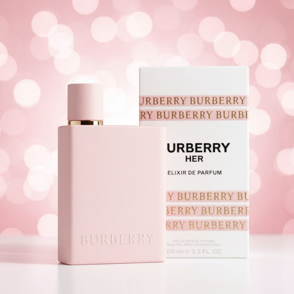 Burberry Her Elixir pink bokeh dreamy shot