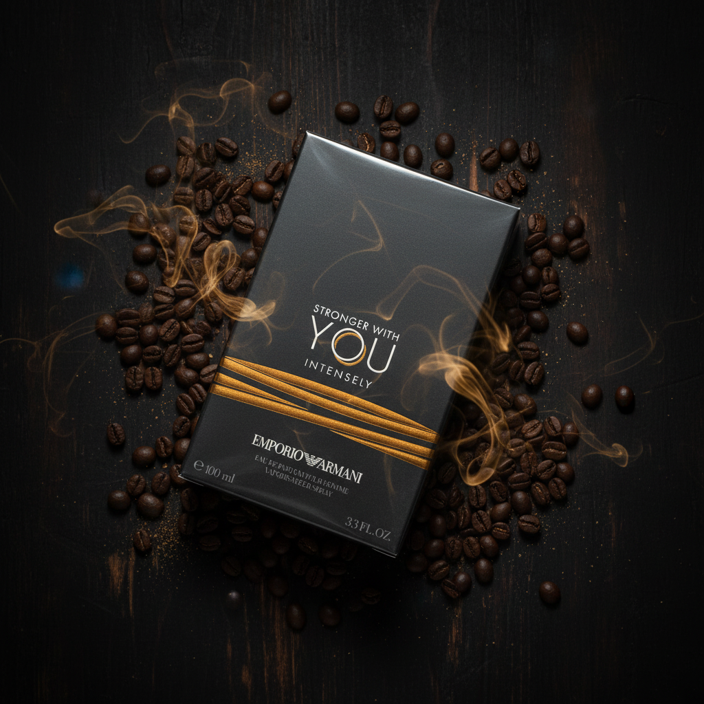 Emporio Armani Stronger With You Intensely flat lay dark gold shot